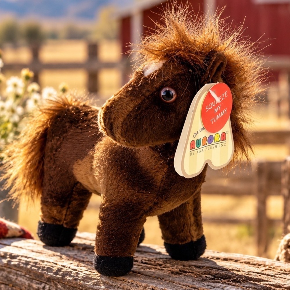 Aurora A&A Plush Horse Pony Squeeze My Tummy Working Gallop Sound Tags - tested